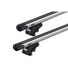 Thule SlideBar Evo Silver 2 Bar Roof Rack for DAEWOO Matiz 5dr Hatch with Raised Roof Rail (2001 to 2005)