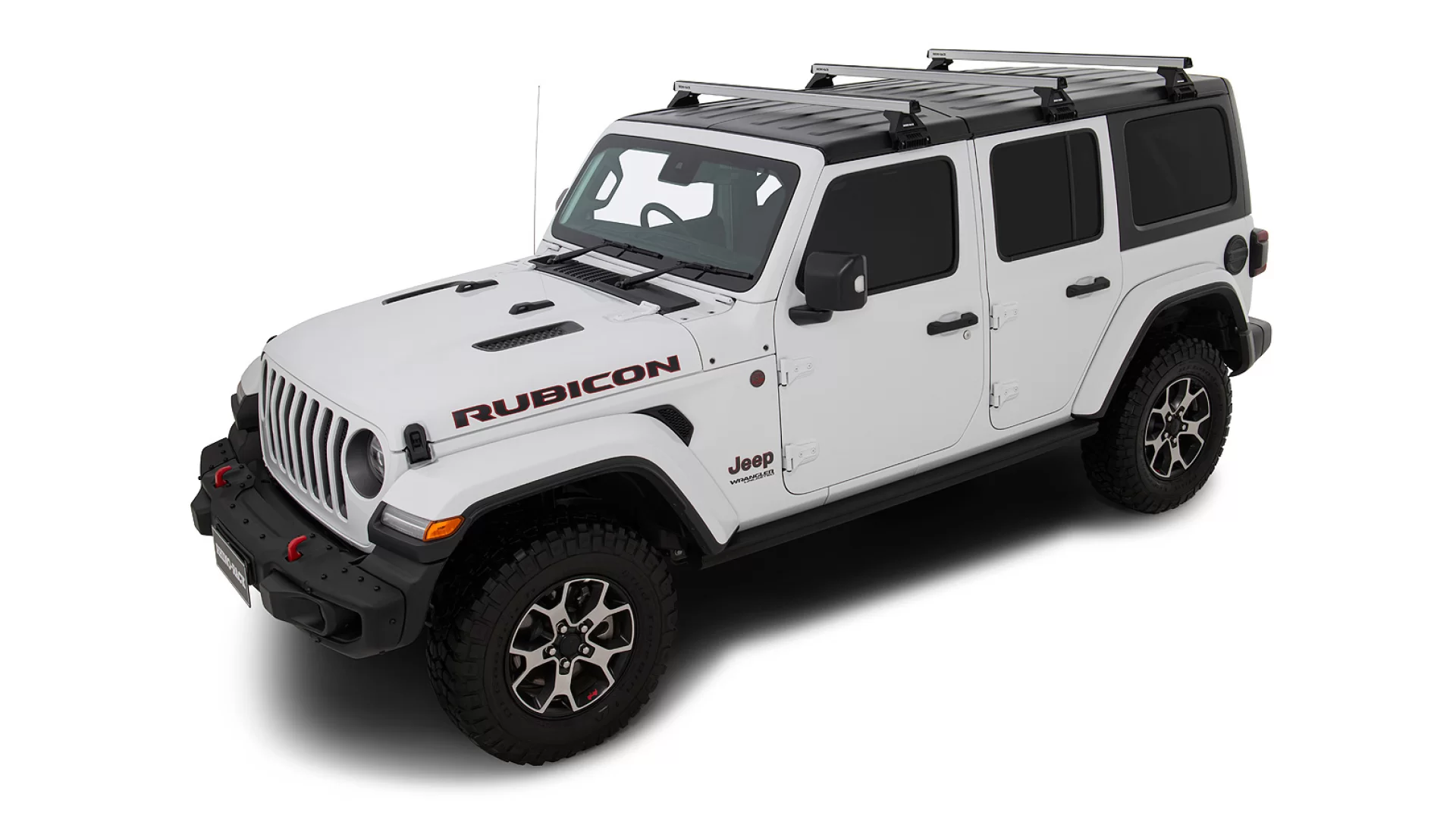 Rhino Rack JB0104 - Heavy Duty RL110 Silver 3 Bar Roof Rack for JEEP Wrangler 5dr SUV from 2019