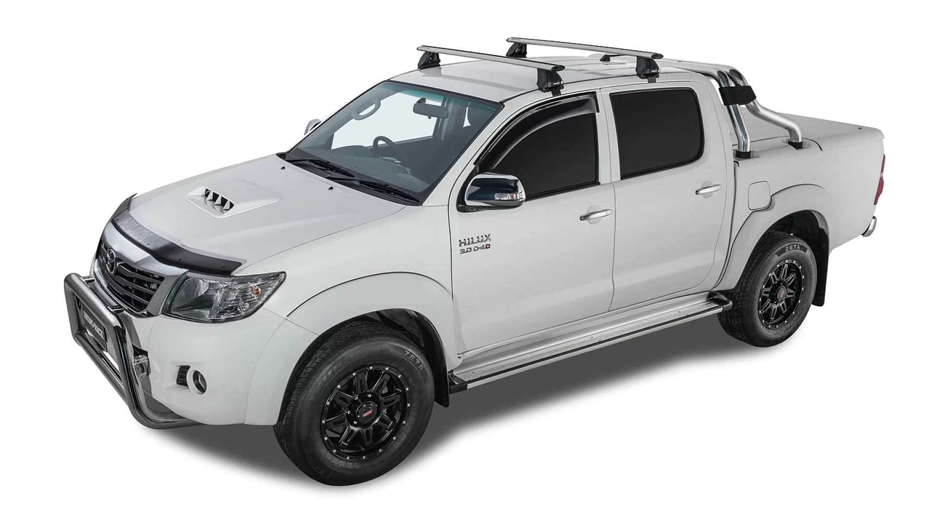 Hilux Dual Cab | Vortex 2500 Silver 2 Bar Roof Rack | Rhino-Rack