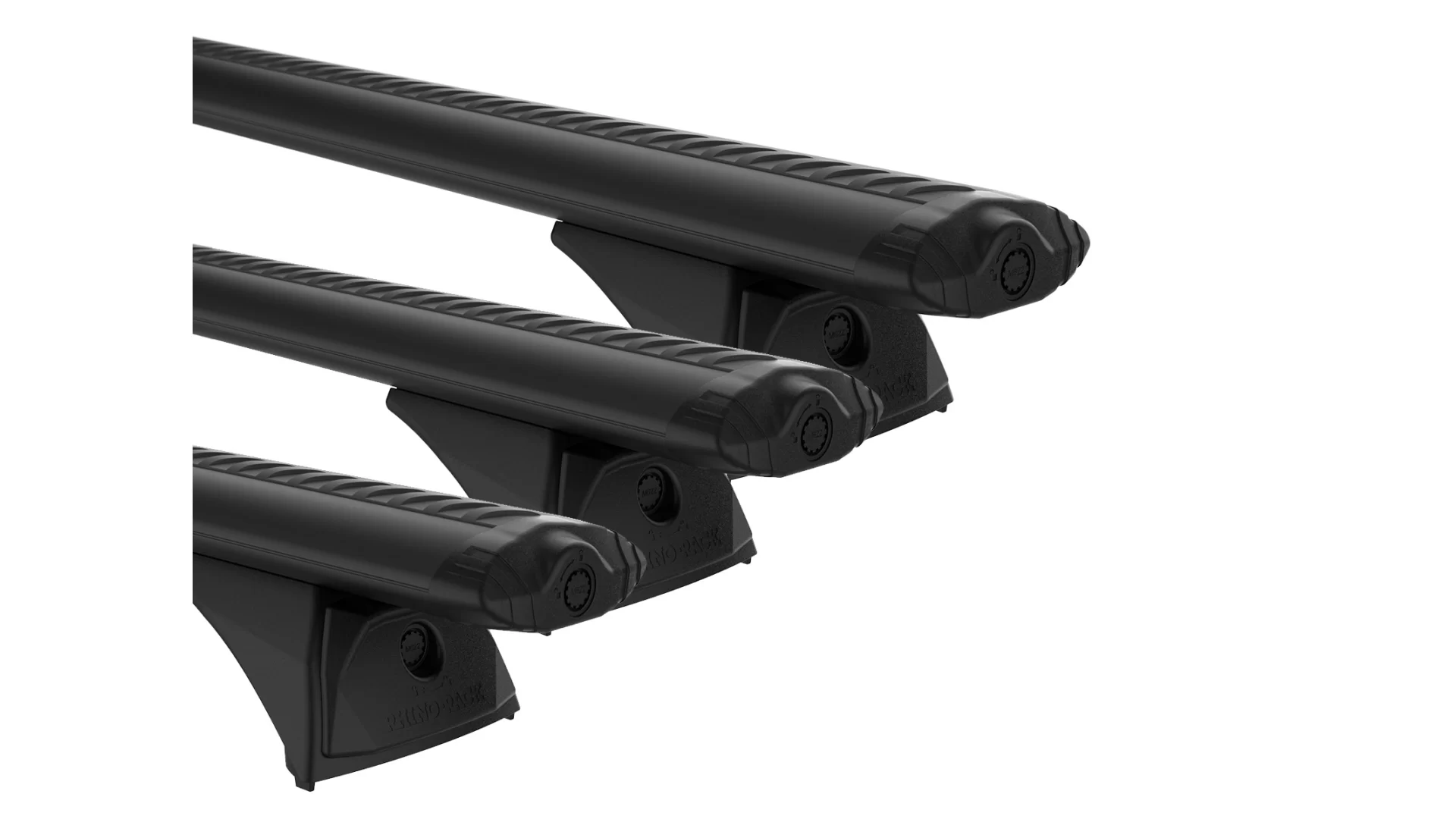 Rhino Rack JC-02597 Vortex RX300H Black 3 Bar Roof Rack for Infiniti QX80 Z62 5dr SUV with Raised Roof Rail (2014 to 2019) - Factory Point Mount