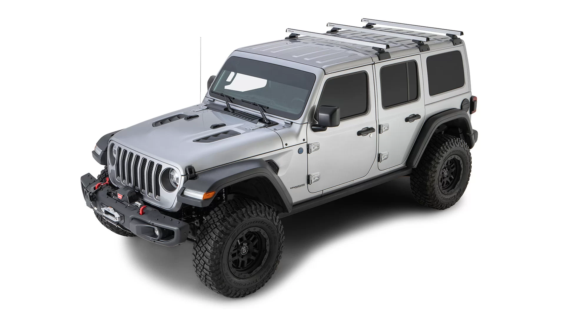 Rhino Rack JB0883 - Heavy Duty RCL Silver 3 Bar Rhino-Rack Backbone Roof Rack for JEEP Wrangler 5dr SUV from 2019