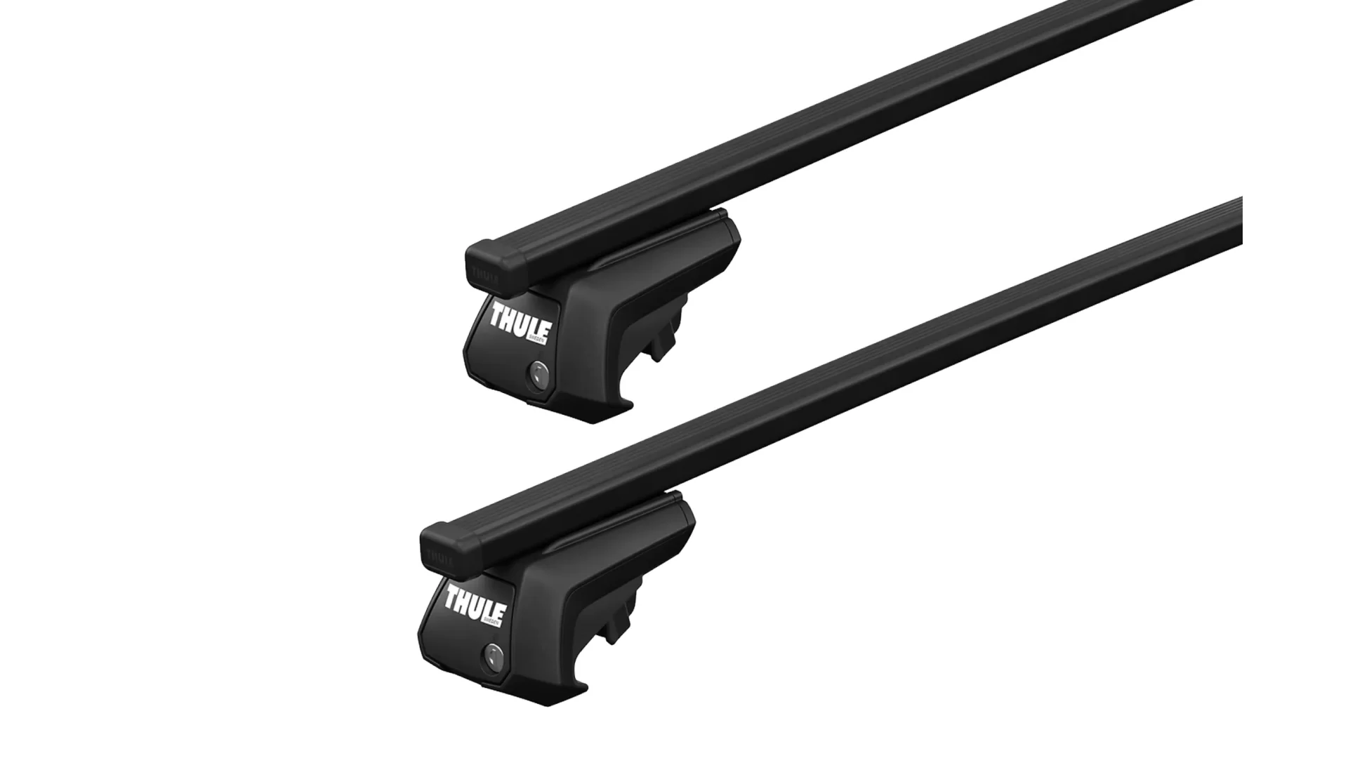 Thule 7104 SquareBar Evo Black 2 Bar Roof Rack for Great Wall Cannon 4dr Ute with Raised Roof Rail (2020 onwards) - Raised Rail Mount