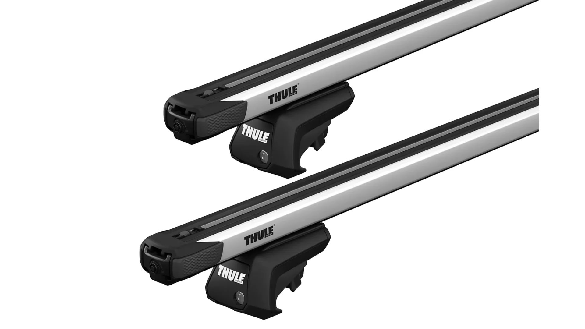 Thule 7104 SlideBar Evo Silver 2 Bar Roof Rack for Great Wall Cannon 4dr Ute with Raised Roof Rail (2020 onwards) - Raised Rail Mount