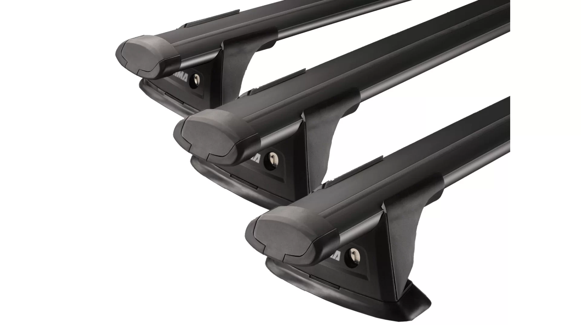 Yakima Aero ThruBar Black 3 Bar Roof Rack for Great Wall X240 5dr SUV with Bare Roof (2011 to 2016) - Factory Point Mount