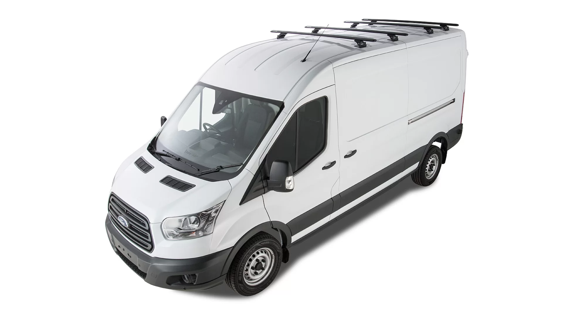 Rhino Rack JA6341 Vortex RLTP Black 4 Bar Roof Rack for Ford Transit L3H3 (V) 4dr LWB High Roof with Factory Mounting Point (2014 onwards) - Factory Point Mount