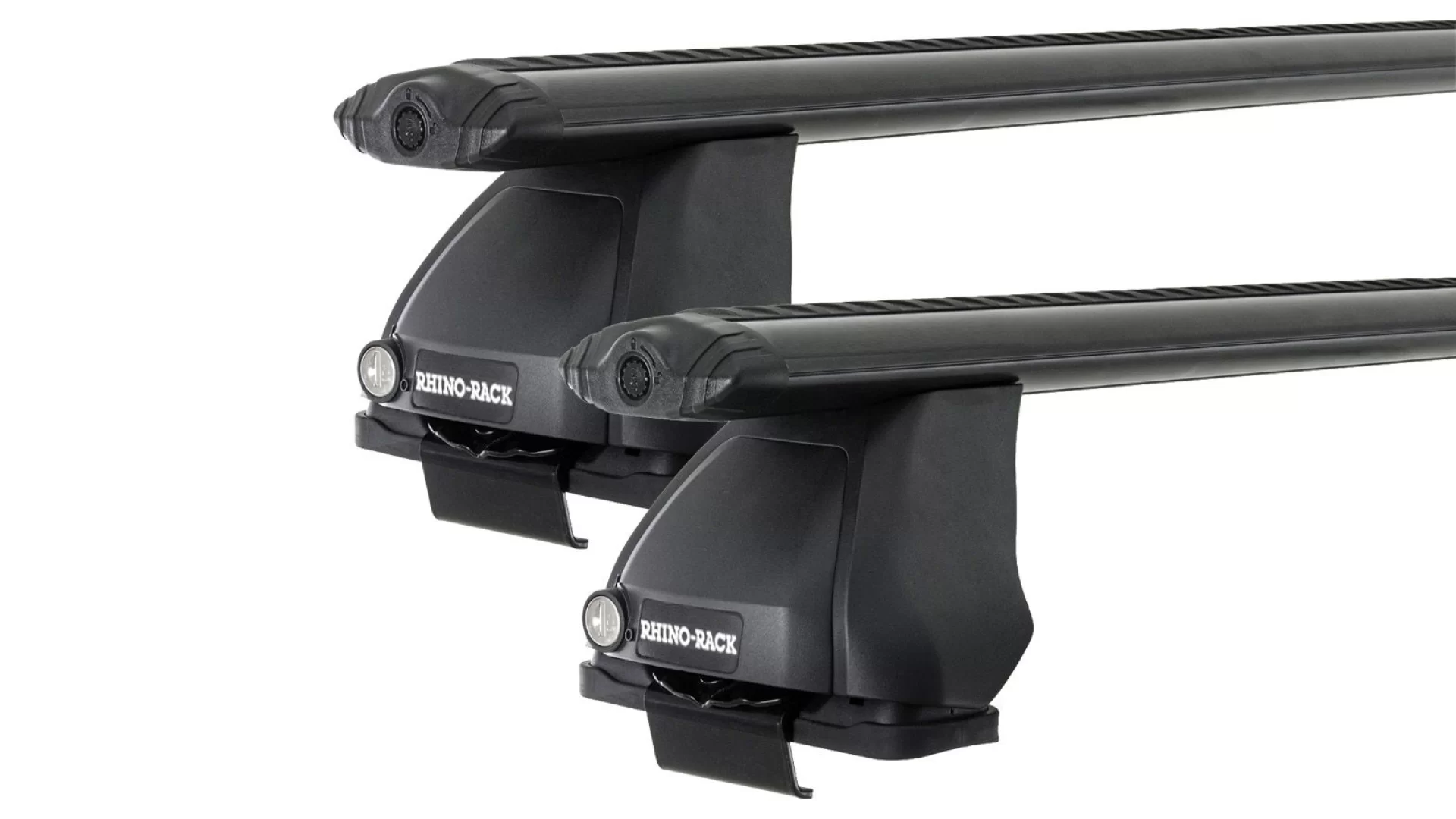 Rhino Rack JA1808 Vortex 2500 Black 2 Bar Roof Rack for DAEWOO Kalos 5dr Hatch with Bare Roof (2003 to 2004)
