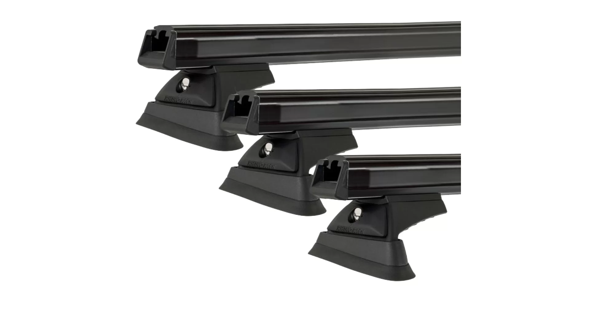 Rhino Rack JC-03478 Heavy Duty RX300L Black 3 Bar Rhino-Rack Backbone Roof Rack for Jeep Wrangler JK Unlimited 4dr SUV with Rain Gutter (2007 to 2019) - Custom Point Mount