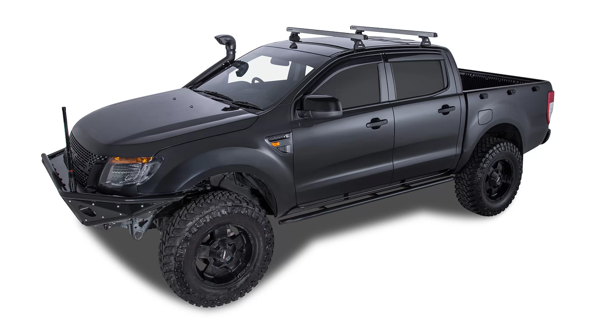 Ford Ranger PX (Double Cab) | Heavy Duty RLT600 Silver 2 Bar Roof Rack | Rhino-Rack