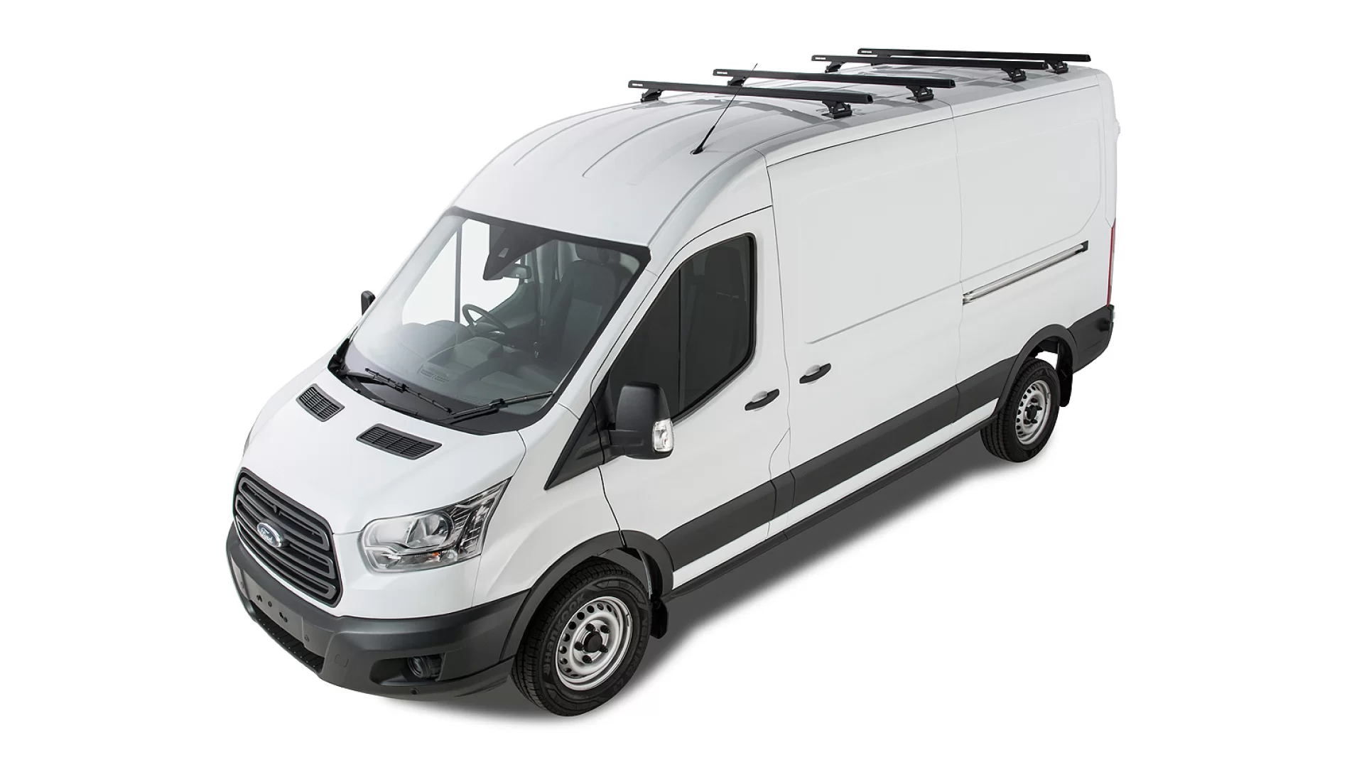 Rhino Rack JA6343 Heavy Duty RLTP Black 4 Bar Roof Rack for Ford Transit L3H3 (V) 4dr LWB High Roof with Factory Mounting Point (2014 onwards) - Factory Point Mount