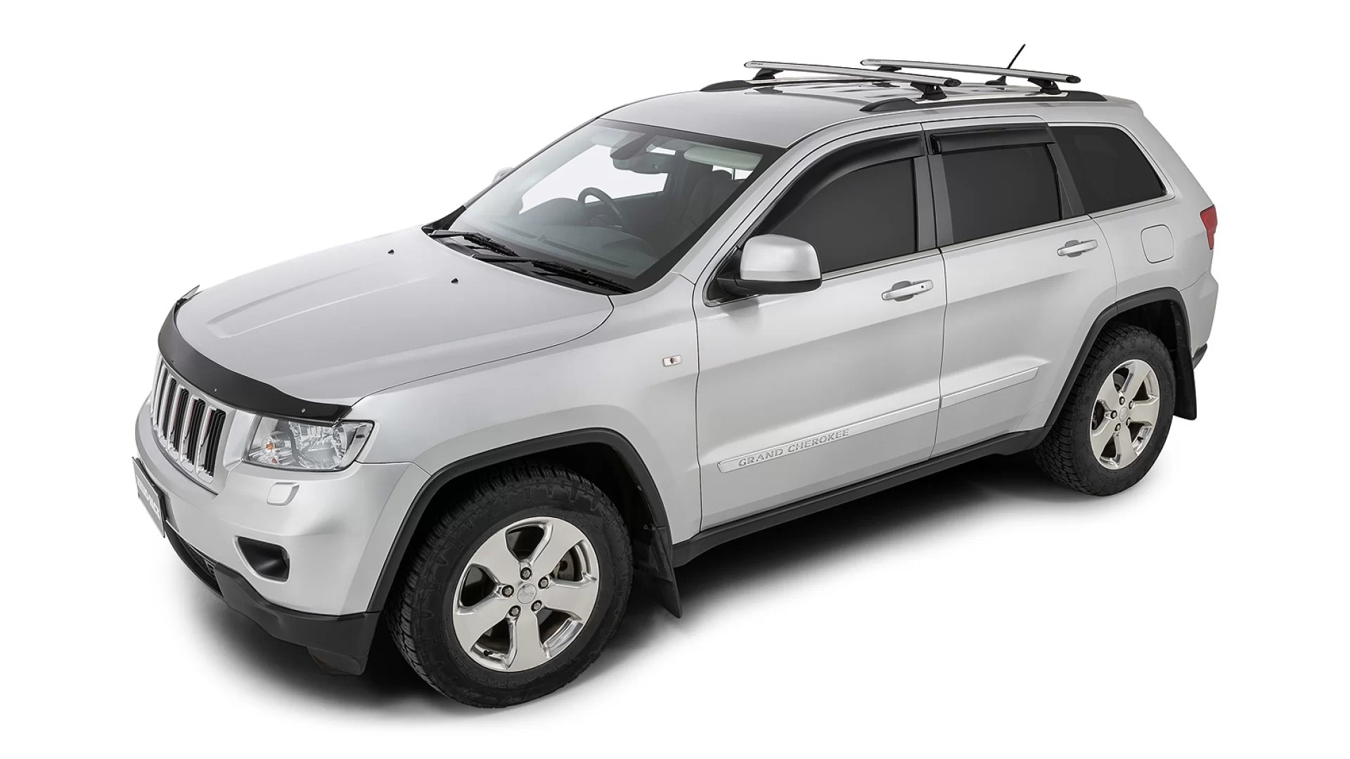 Rhino Rack JA9565 Vortex RCL Silver 2 Bar Roof Rack for Jeep Grand Cherokee WK2 Steel Rails 5dr SUV with Flush Roof Rail (2011 onwards) - Factory Point Mount