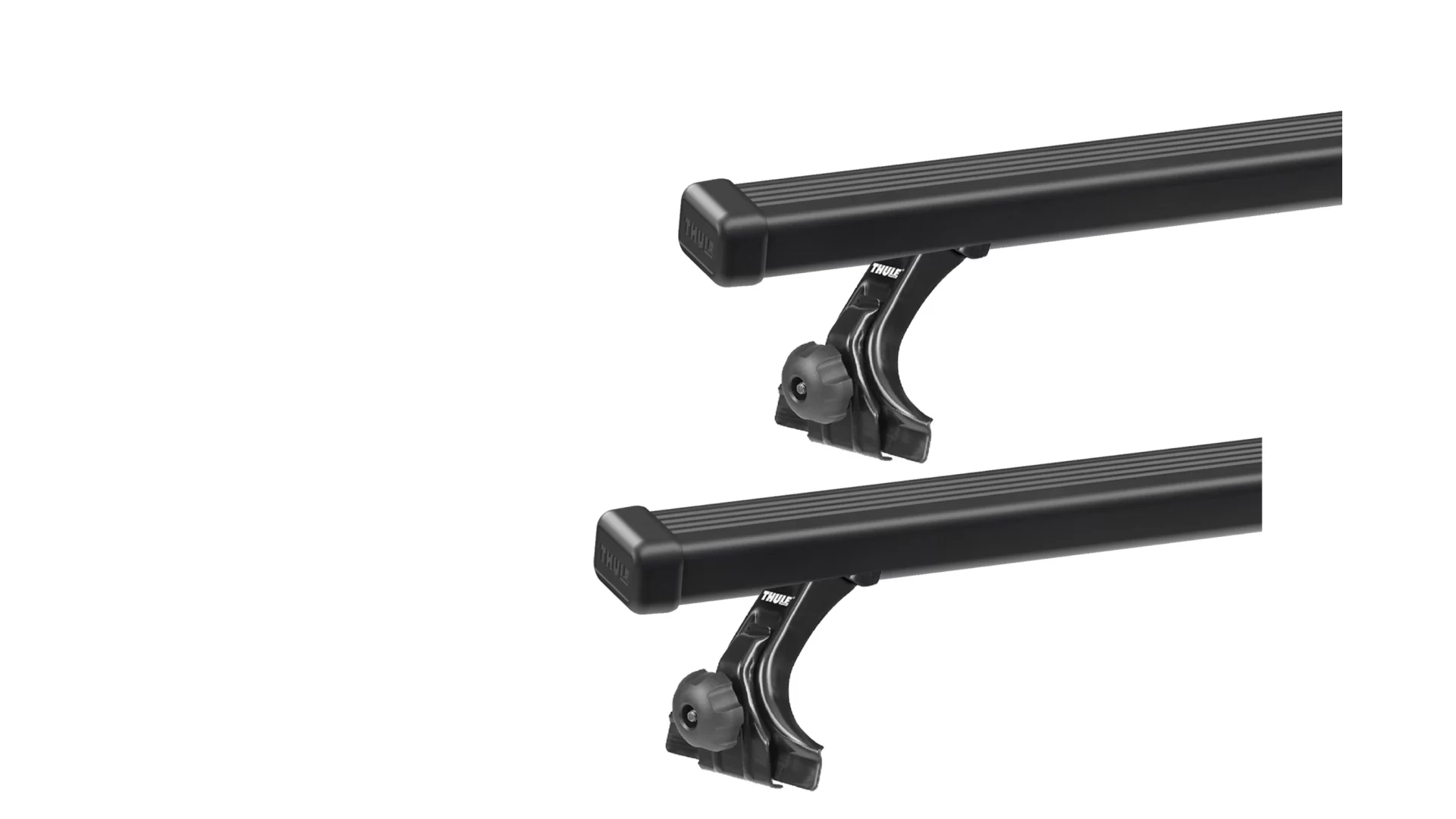 Thule 9510 SquareBar Evo Black 2 Bar Roof Rack for Jaguar XJ6 4dr Sedan with Rain Gutter (1987 to 1991) - Gutter Mount