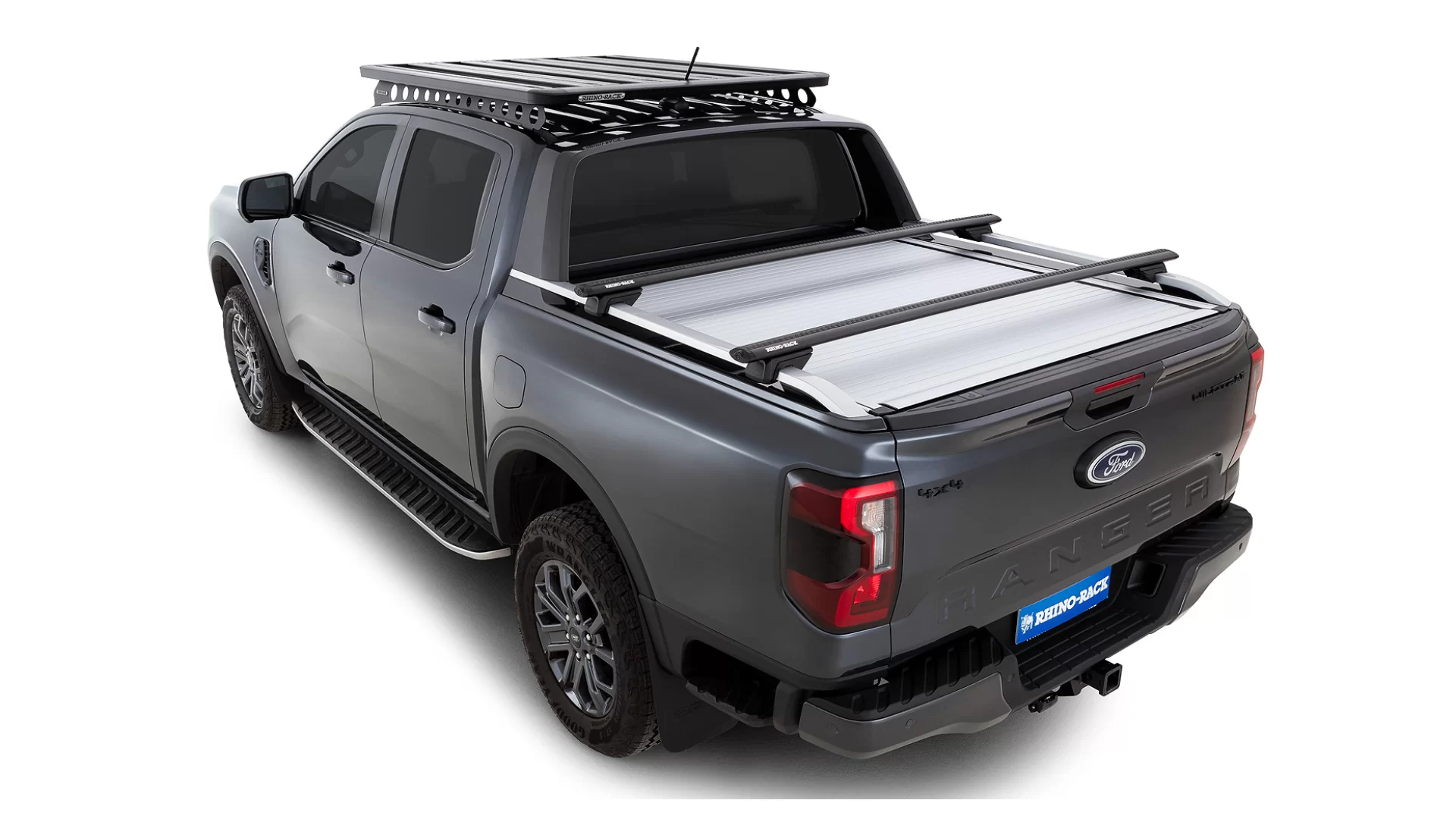 Rhino Rack JC-01556 Vortex RX Black 2 Bar Roof Rack for Ford Ranger P703 4dr Ute with Bare Roof (2022 onwards) - Raised Rail Mount