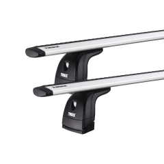 Thule 751 WingBar Evo Silver 2 Bar Roof Rack for Mercedes Benz C Class W205 Glass Roof 2dr Coupe with Bare Roof (2016 onwards) - Factory Point Mount