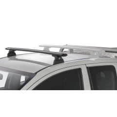 Rhino Rack JA8806 Vortex RLT600 Ditch Mount Black 1 Bar Roof Rack (Front) for Mitsubishi Triton MQ-MR Extra Cab Ute with Bare Roof (2015 onwards) - Factory Point Mount
