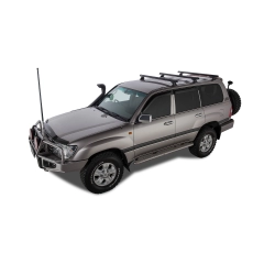 Rhino Rack JA9504 Heavy Duty RCH Silver 3 Bar Roof Rack suits Toyota Land Cruiser 5dr 100 Series with Bare Roof (1998 to 2007) - Factory Point Mount