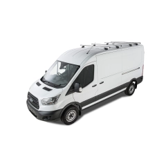 Rhino Rack JA6342 Heavy Duty RLTP Silver 4 Bar Roof Rack for Ford Transit L3H3 (V) 4dr LWB High Roof with Factory Mounting Point (2014 onwards) - Factory Point Mount