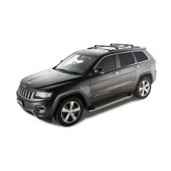 Rhino Rack RVP27 Vortex RVP Black 2 Bar Roof Rack for Jeep Grand Cherokee WK2 Steel Rails 5dr SUV with Flush Roof Rail (2011 to 2021) - Factory Point Mount