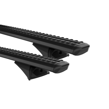 Rhino Rack JC-04617 Sportz RX300L Black 2 Bar Roof Rack for Jeep Grand Cherokee WK2 Steel Rails (Silver & Black Rails) 5dr SUV with Flush Roof Rail (2011 to 2022) - Factory Point Mount
