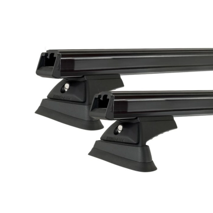 Rhino Rack JC-01322 Heavy Duty RCL Black 2 Bar Rhino-Rack Backbone Roof Rack for Jeep Wrangler JK 2dr SUV with Rain Gutter (2007 to 2019) - Custom Point Mount