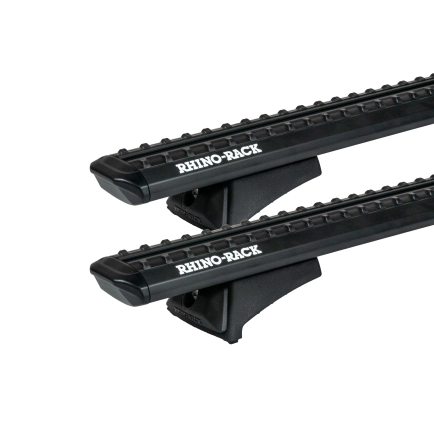 Rhino Rack JC-05201 Sportz Black 2 Bar Rhino-Rack Backbone Roof Rack with RCL Legs for Jeep Gladiator JT 4dr Ute with Rain Gutter (2020 onwards) - Custom Point Mount