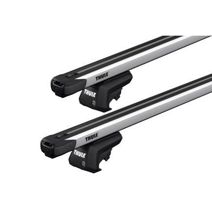 Thule SlideBar Evo Silver 2 Bar Roof Rack for SUBARU Forester 5dr SUV with Raised Roof Rail (2013 to 2018)