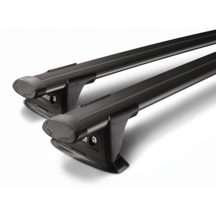 Yakima Aero ThruBar Black 2 Bar Roof Rack for JAC T9 Dual Cab 4dr Ute with Raised Roof Rail (2024 onwards) - Raised Rail Mount