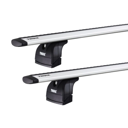Thule 753 WingBar Rapid System Silver 2 Bar Roof Rack for Chrysler PT Cruiser 5dr Hatch with Factory Mounting Point (2000 to 2010) - Factory Point Mount