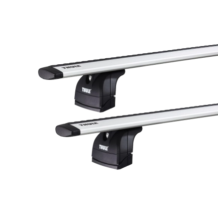 Thule 753 WingBar Evo Silver 2 Bar Roof Rack for Tesla Model S with glass roof (July 2015 To 2019) 5dr Hatch with Factory Mounting Point (2015 to 2019) - Factory Point Mount