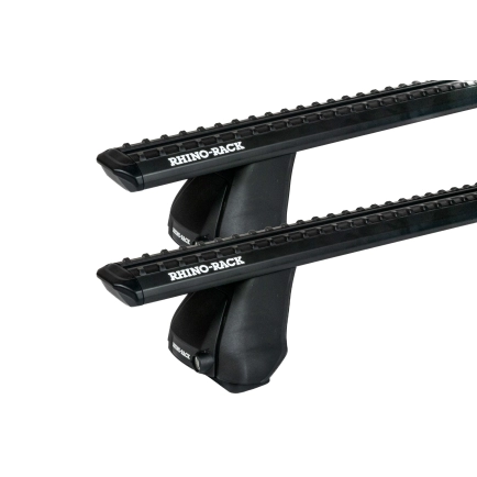 Rhino Rack JC-04719 Sportz 2500 Black 2 Bar Roof Rack for Jeep Grand Cherokee WK2 Steel Rails (Silver & Black Rails) 5dr SUV with Flush Roof Rail (2011 to 2022) - Clamp Mount