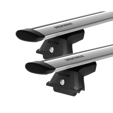 Yakima JetStream Thru bar Silver 2 Bar Roof Rack for JEEP Grand Cherokee WK2 Steel Rails 5dr SUV with Factory Mounting Point (2011 onwards)