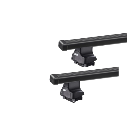 Thule 754 SquareBar Evo Black 2 Bar Roof Rack for Smart Forfour 5dr Hatch with Bare Roof (2004 onwards) - Clamp Mount