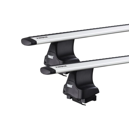 Thule 754 WingBar Evo Silver 2 Bar Roof Rack for Saab 9000 5dr Hatch with Bare Roof (1985 to 1998) - Clamp Mount