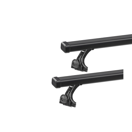 Thule 9510 SquareBar Evo Black 2 Bar Roof Rack for Daihatsu Feroza 2dr SUV with Rain Gutter (1988 to 2002) - Gutter Mount