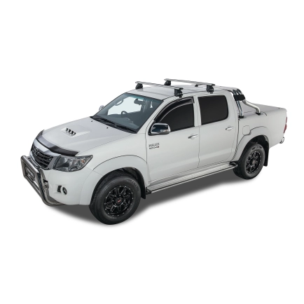 Hilux Dual Cab | Vortex 2500 Silver 2 Bar Roof Rack | Rhino-Rack