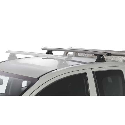 Rhino Rack JA8809 Vortex RLT600 Ditch Mount Silver 1 Bar Roof Rack (Rear) for Mitsubishi Triton MQ-MR Extra Cab Ute with Bare Roof (2015 onwards) - Factory Point Mount