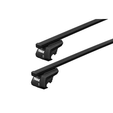 Thule SquareBar Evo Black 2 Bar Roof Rack for Audi A4 Allroad 5dr Wagon with Raised Roof Rail (2019 onwards) - Raised Rail Mount
