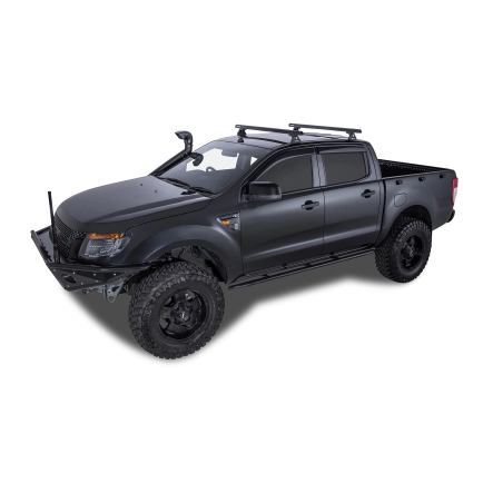 Ford Ranger PX (Double Cab) | Heavy Duty RLT600 Black 2 Bar Roof Rack | Rhino-Rack