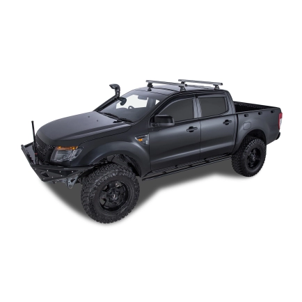 Ford Ranger PX (Double Cab) | Heavy Duty RLT600 Silver 2 Bar Roof Rack | Rhino-Rack