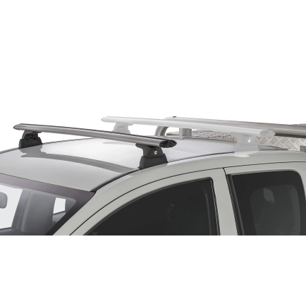 Rhino Rack JA8805 Vortex RLT600 Ditch Mount Silver 1 Bar Roof Rack (Front) for Mitsubishi Triton MQ-MR Extra Cab Ute with Bare Roof (2015 onwards) - Factory Point Mount