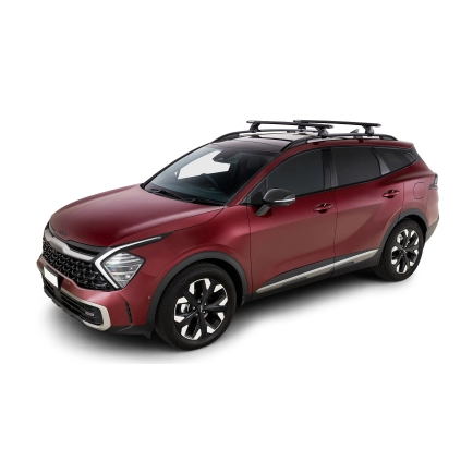 Rhino Rack JC-02136 Vortex RX200-4 Black 2 Bar Roof Rack for Kia Sportage QL 5dr SUV with Raised Roof Rail (2015 to 2022) - Raised Rail Mount