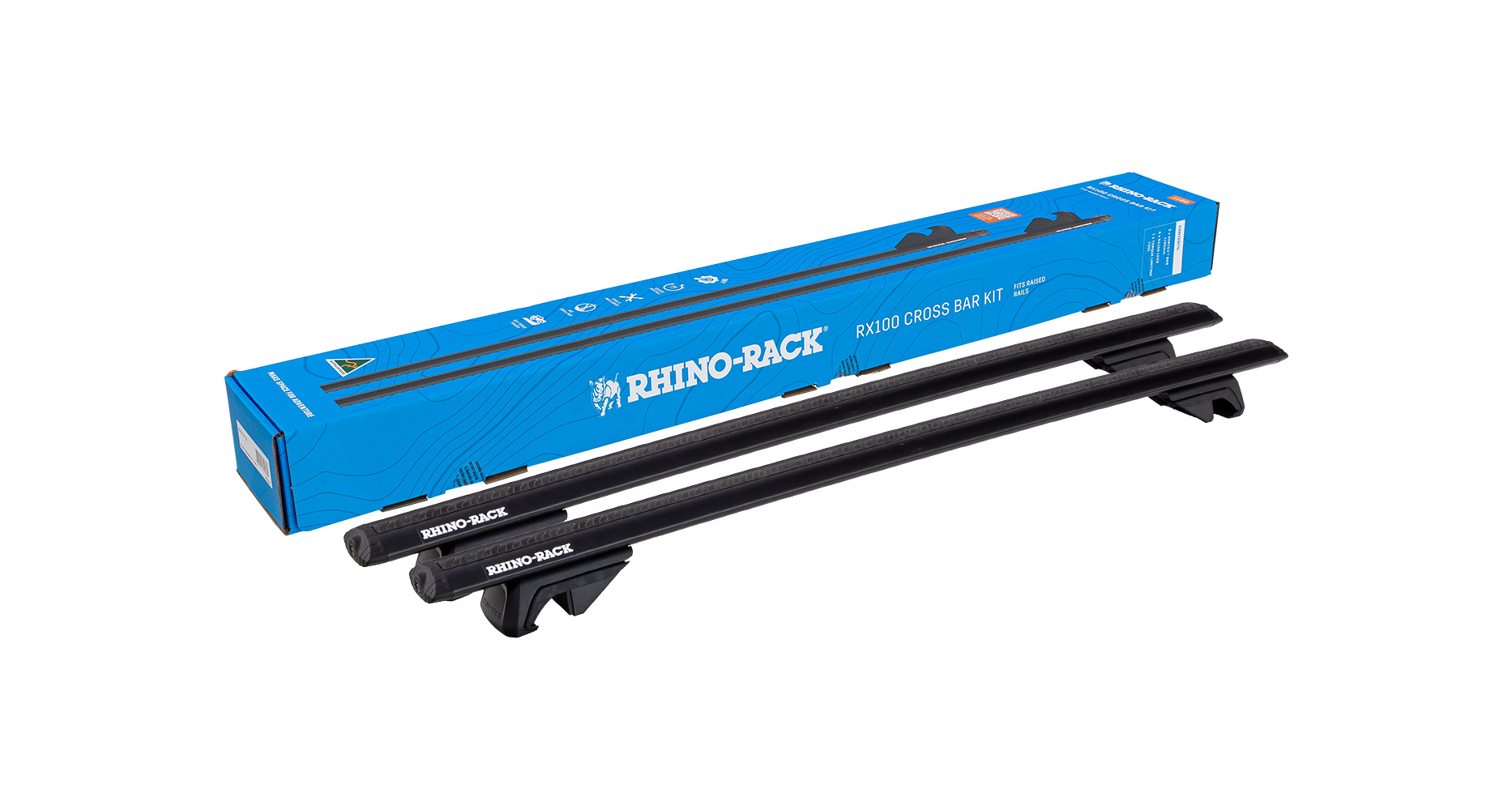 Rhino Rack RXB1VA118 RX100 Cross Bar Kit for Alfa Romeo 159 Sportwagon 5dr Wagon with Raised Roof Rail (2006 to 2012) - Raised Rail Mount