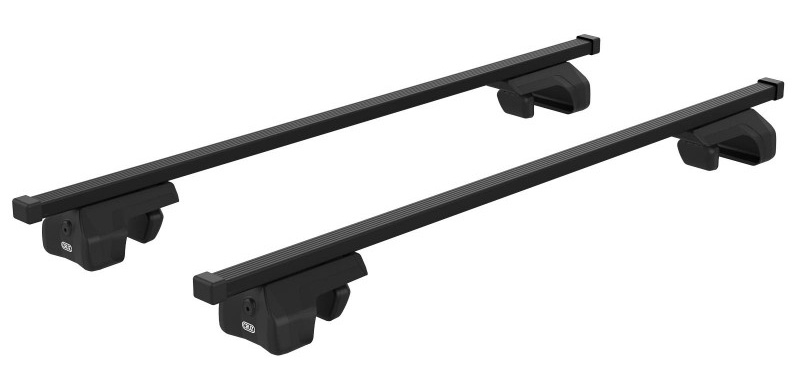 CRUZ Euro Black 2 Bar Roof Rack for Dacia Dokker 4dr Van with Raised Roof Rail (2012 onwards) - Raised Rail Mount