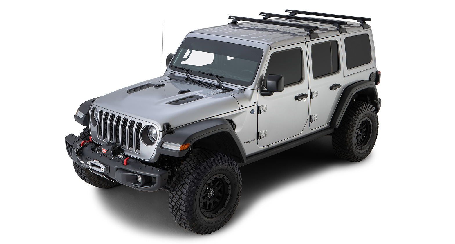 Rhino Rack JB0882 - Heavy Duty RCL Black 3 Bar Rhino-Rack Backbone Roof Rack for JEEP Wrangler 5dr SUV from 2019