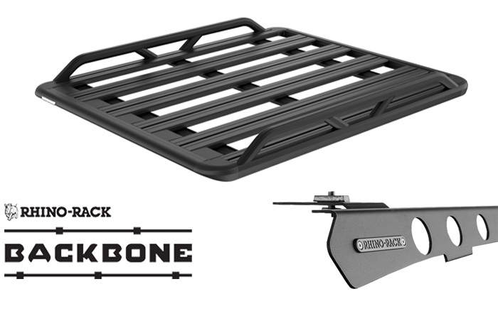 Rhino Rack JC-02316 Pioneer 6 Tradie  (1500mm x 1240mm) with Backbone for Jeep Grand Cherokee WK2 Steel Rails (Silver & Black Rails) 5dr SUV with Flush Roof Rail (2011 to 2022) - Factory Point Mount