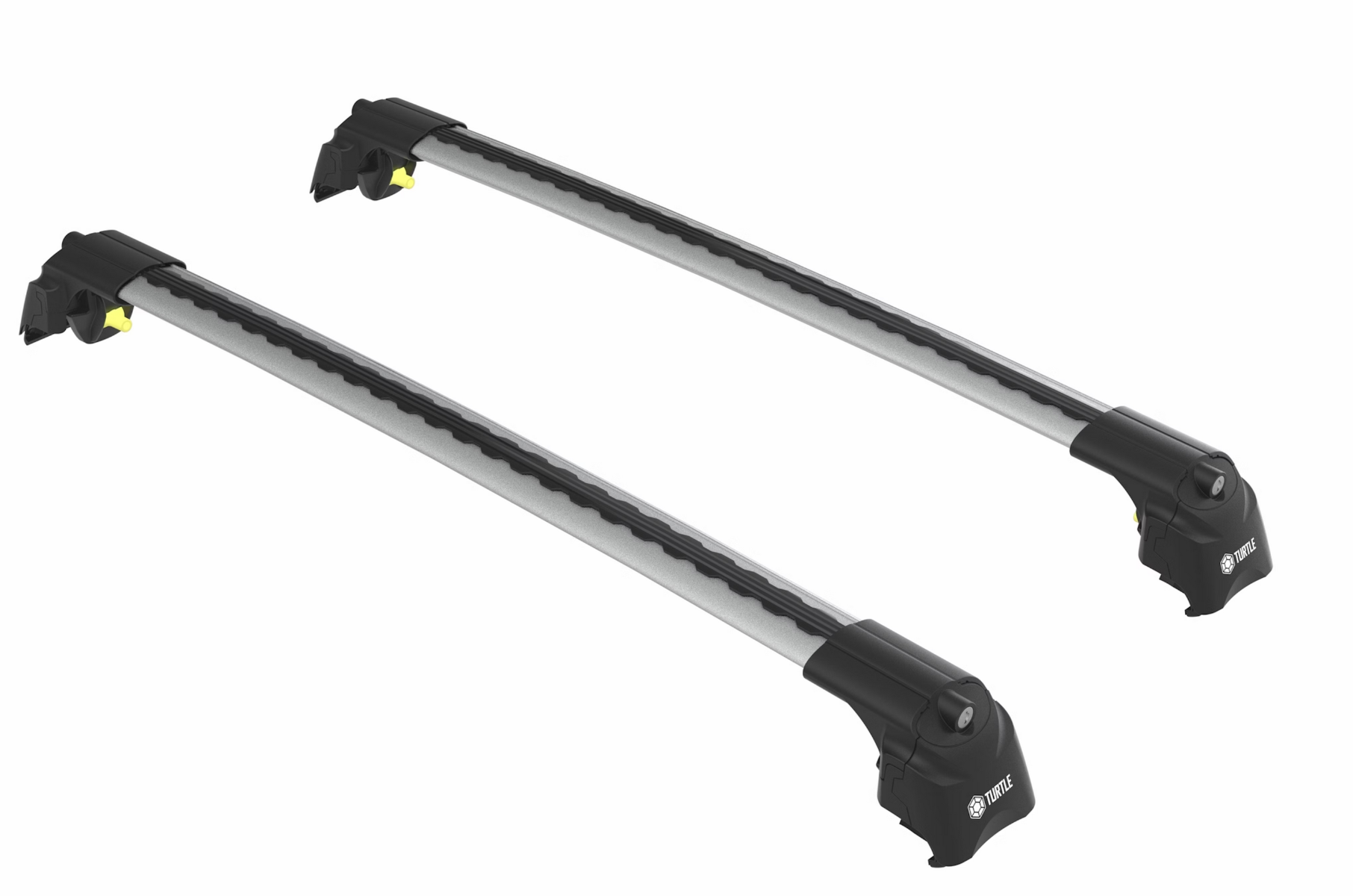 Turtle Air2 Silver 2 Bar for Jeep Grand Cherokee WK2 Steel Rails 5dr SUV with Flush Roof Rail (2011 to 2021)
