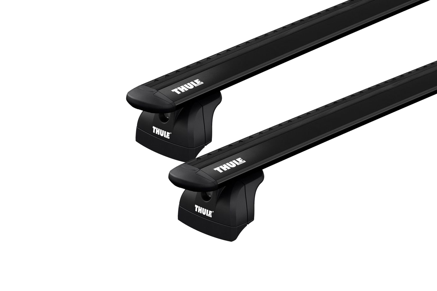 Thule 753 WingBar Evo Black 2 Bar Roof Rack for Tesla Model S with glass roof (July 2015 To 2019) 5dr Hatch with Factory Mounting Point (2015 to 2019) - Factory Point Mount