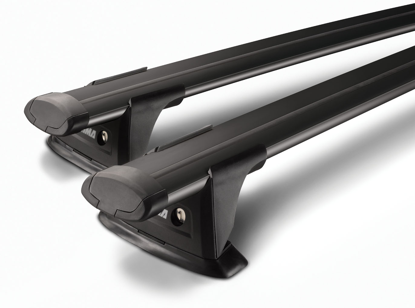 Yakima Aero ThruBar Black 2 Bar Roof Rack for JAC T9 Dual Cab 4dr Ute with Raised Roof Rail (2024 onwards) - Raised Rail Mount