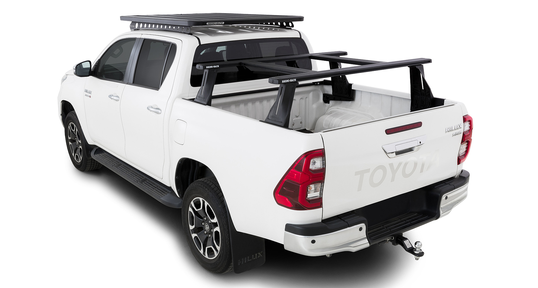Rhino Rack JC-01579 Reconn-Deck 2 Bar Ute Tub System with 2 NS Bars for Toyota Hilux 4dr Ute Dual Cab 10/15 On