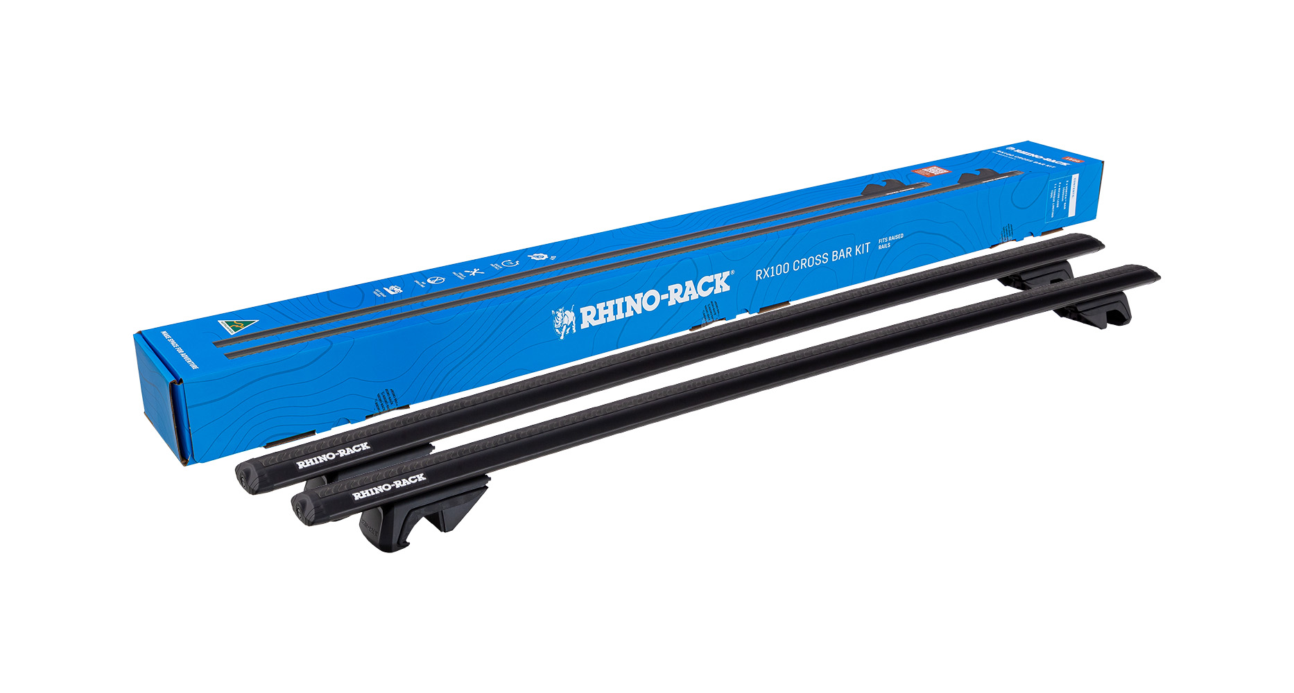 Rhino Rack RXB1VA150 RX100 Cross Bar Kit for Mercedes Benz V Class W447 4dr Van with Raised Roof Rail (2014 onwards) - Raised Rail Mount