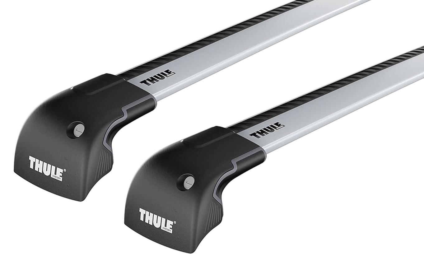 Thule 9593 WingBar Edge Rapid System Silver 2 Bar Roof Rack for Saab 9-3 SportCombi 5dr Wagon with Raised Roof Rail (2003 to 2013) - Factory Point Mount